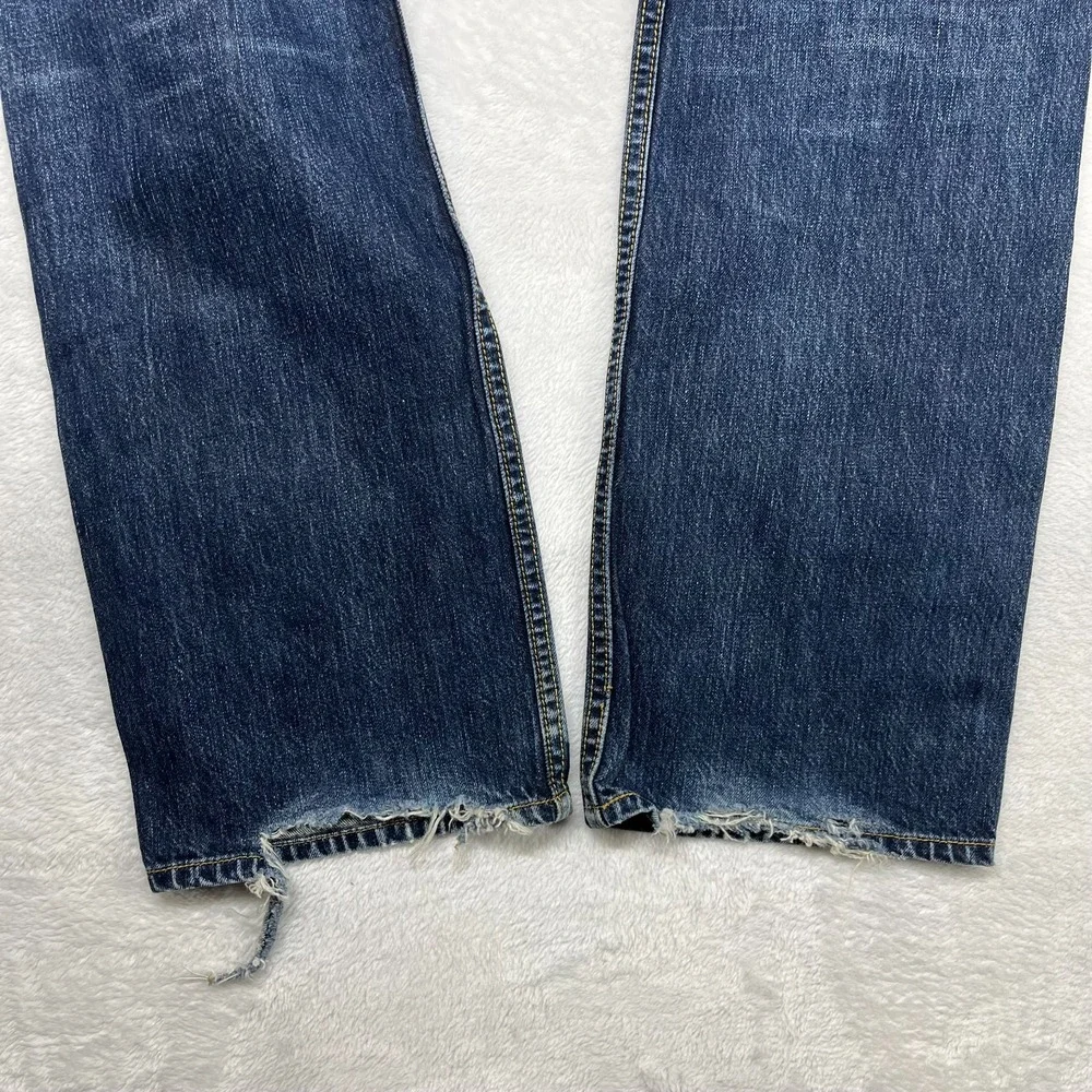 Levi's‎ 501 Jeans Mens Blue Denim Mid Rise Straight Button Fly 33X35.5 - Flaws